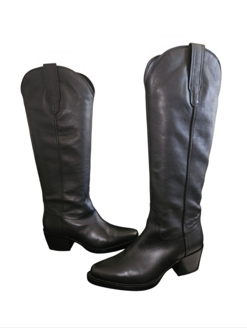 Quince Italian Leather Tall Western Boots In Black Size 7